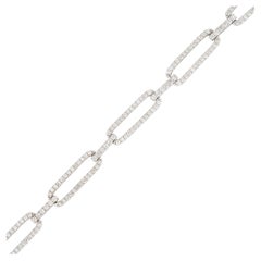 3.25 Carat Pave Diamond Elongated Link Bracelet 18 Karat In Stock