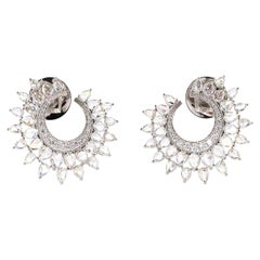 3.25 Carat Rose Cut Diamond Gold Earrings