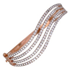 3.25 Carat Rose Gold Ladies Diamond Cuff Bracelet