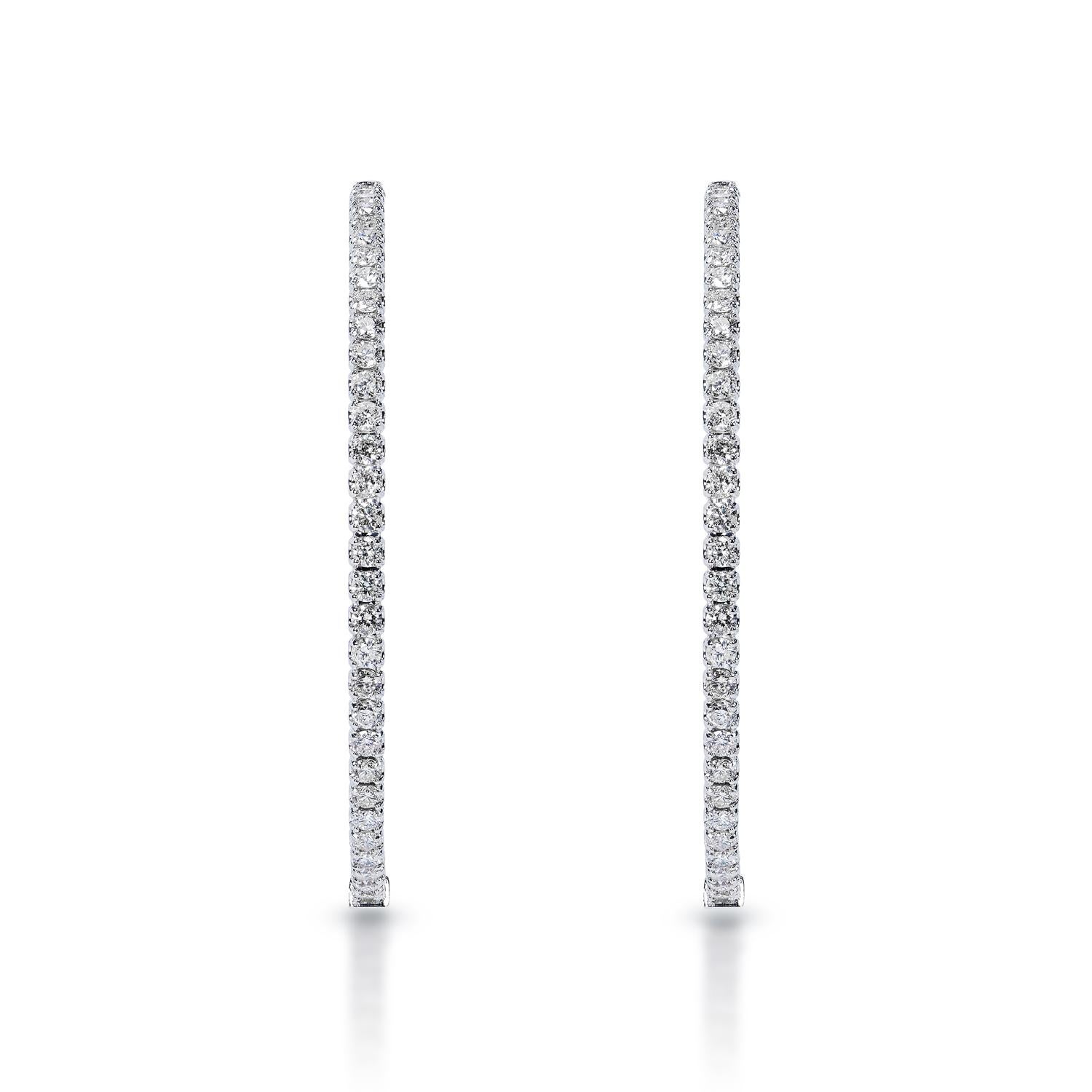 3.25 Karat runde Brillant-Diamant-Creolen, zertifiziert (Rundschliff) im Angebot