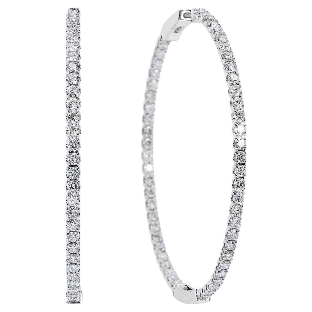 3.25 Carat Round Brilliant Diamond Hoop Earrings Certified