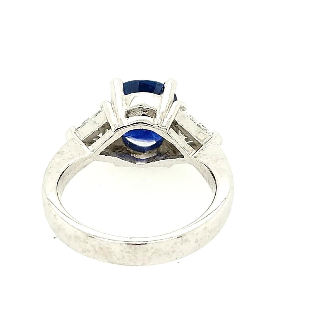 Oval Cut 3.25 Carat Sapphire and Diamond 3-Stone Ring