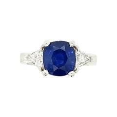 3.25 Carat Sapphire and Diamond 3-Stone Ring