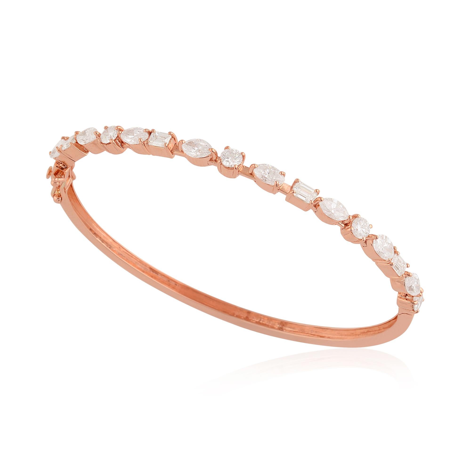 Pulsera de diamantes de 3,25 quilates con claridad SI y color HI Joyas de oro rosa de 14k Moderno en venta