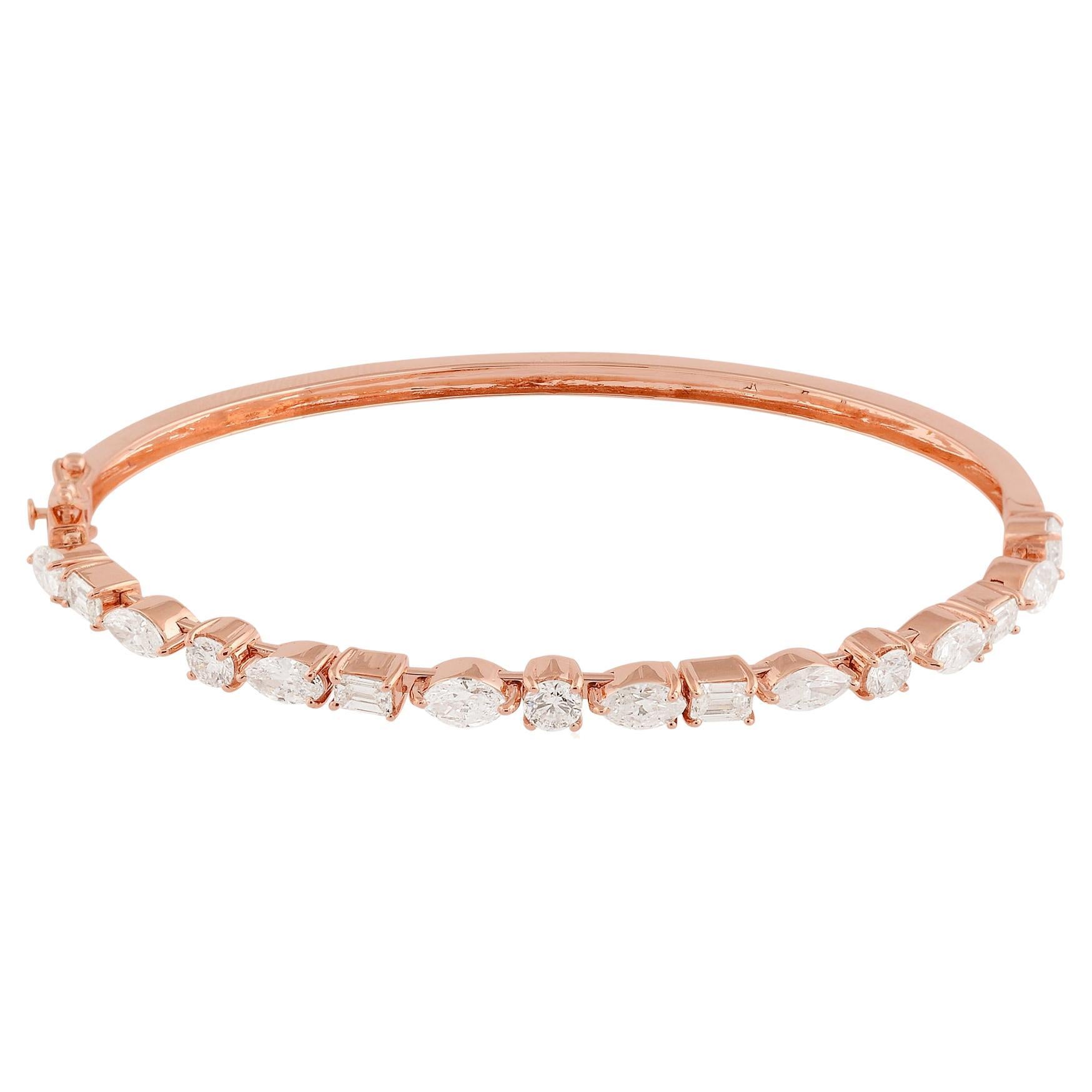 3,25 Karat SI Reinheit HI Farbe Diamant-Armreif 14k Roségold Schmuck