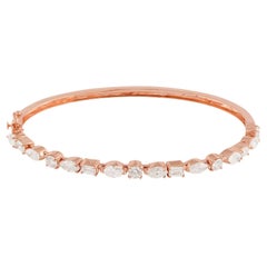 3.25 Carat SI Clarity HI Color Diamond Bangle Bracelet 14k Rose Gold Jewelry