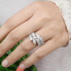 3.25 Carat SI Clarity HI Color Marquise Diamond Wrap Ring 18 Karat White Gold