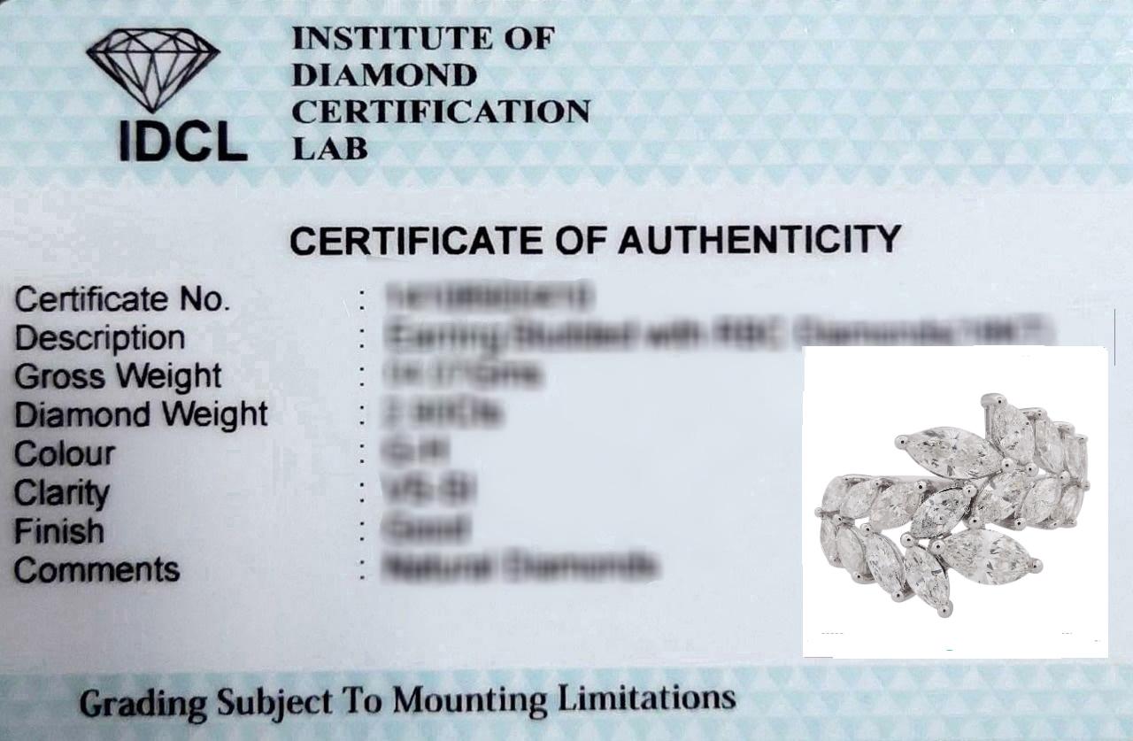 Women's 3.25 Carat SI Clarity HI Color Marquise Diamond Wrap Ring 18 Karat White Gold For Sale