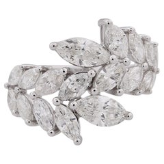 3.25 Carat SI Clarity HI Color Marquise Diamond Wrap Ring 18 Karat White Gold