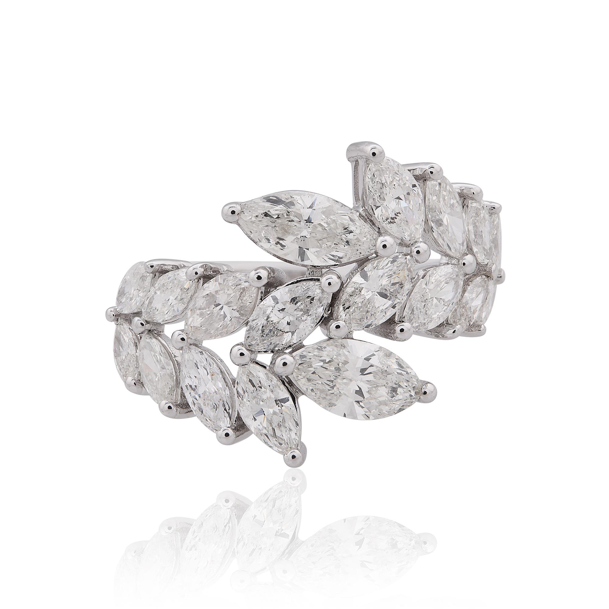 3,25 Karat SI Reinheit HI Farbe Marquise Diamant Wickelring 18 Karat Weißgold