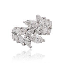 3,25 Karat SI Reinheit HI Farbe Marquise Diamant Wickelring 18 Karat Weißgold