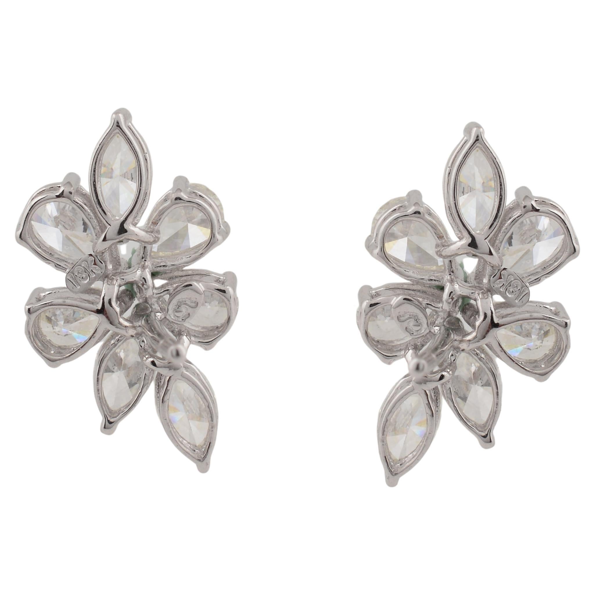 Taglio misto Orecchini a grappolo con diamanti da 3,25 carati SI/H Pear Marquise in oro bianco 14 carati in vendita