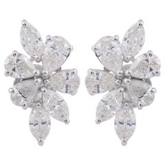3.25 Carat SI/HI Pear Marquise Diamond Stud Earrings 18 Karat White Gold Jewelry
