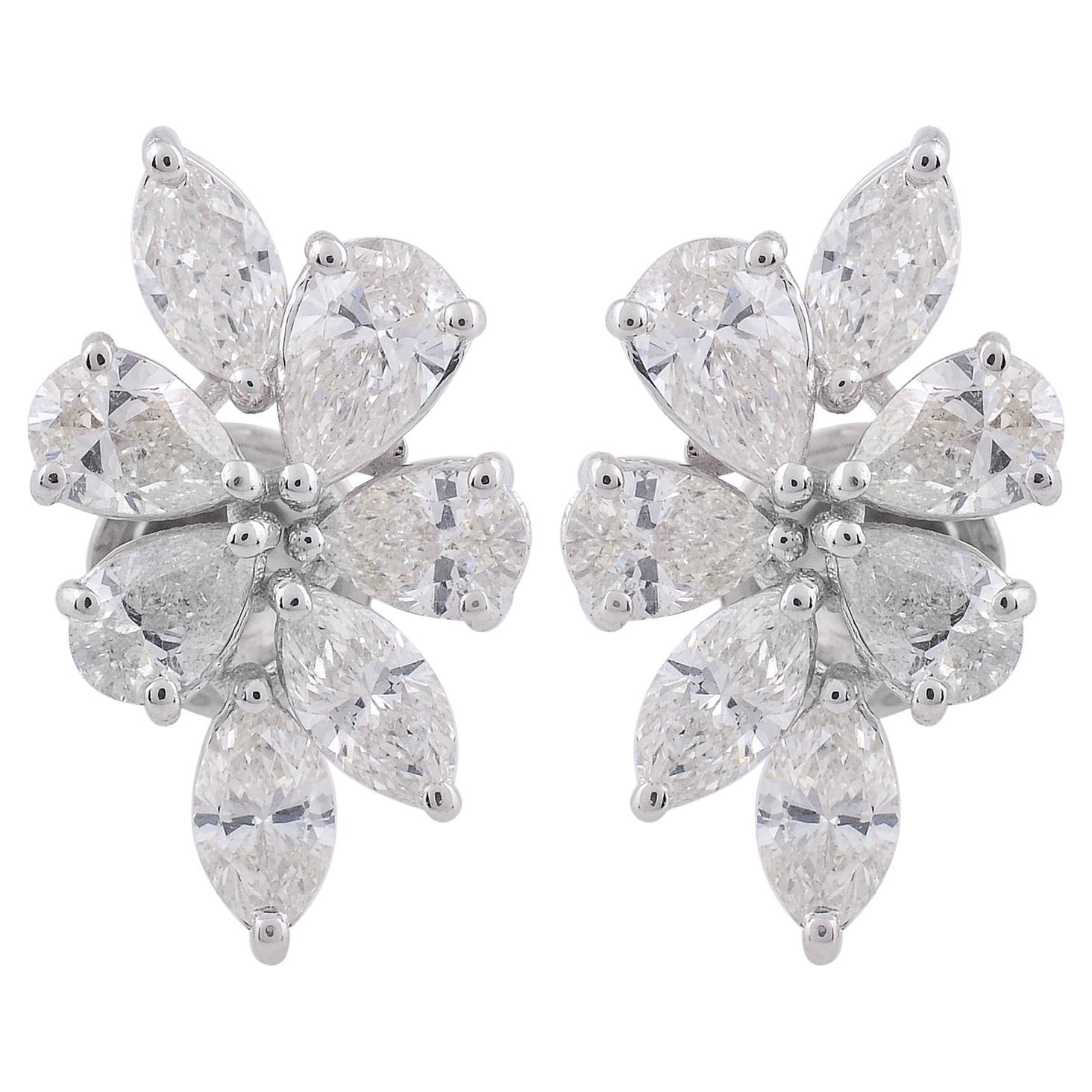 Orecchini con diamanti a pera marquise da 3,25 carati SI/HI Gioielli in oro bianco 18 carati