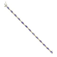 Pulsera de oro bicolor con diamantes tanzanita de 3,25 quilates