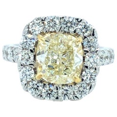 3.25 Carat Yellow Diamond Ring 18 Karat Gold