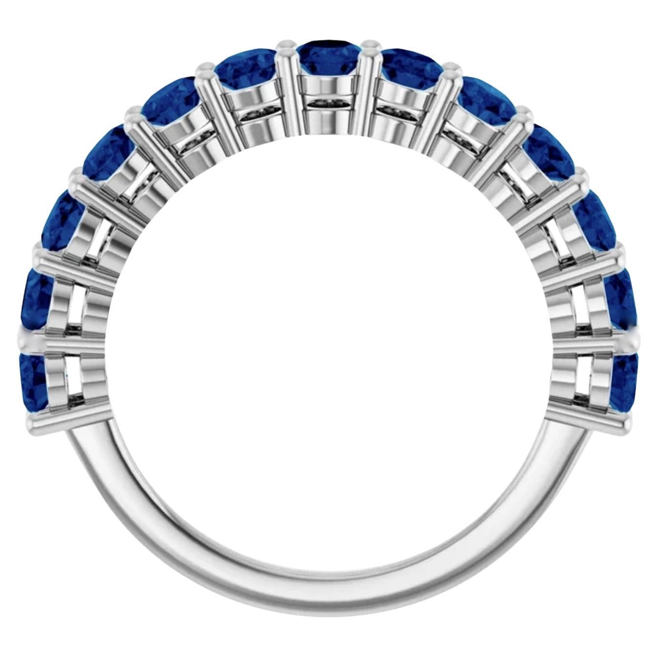 Contemporary 3.25 Carats Blue Sapphire Eternity Band Ring Platinum For Sale