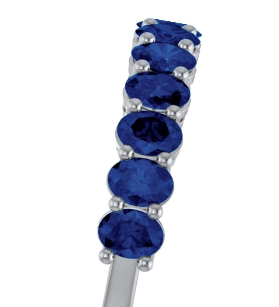 Oval Cut 3.25 Carats Blue Sapphire Eternity Band Ring Platinum For Sale