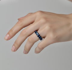 3.25 Carats Blue Sapphire Eternity Band Ring Platinum