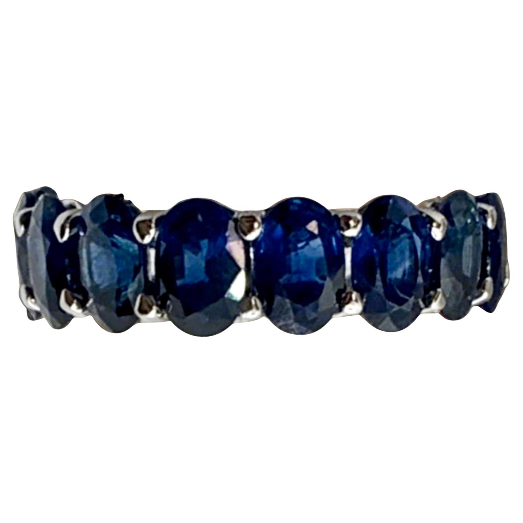 3.25 Carats Blue Sapphire Eternity Band Ring Platinum