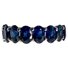 3.25 Carats Blue Sapphire Eternity Band Ring Platinum