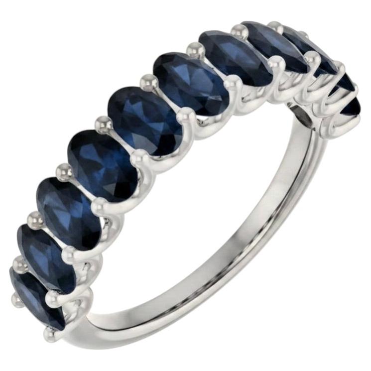 3.25 Carats Blue Sapphire Eternity Band Ring Platinum
