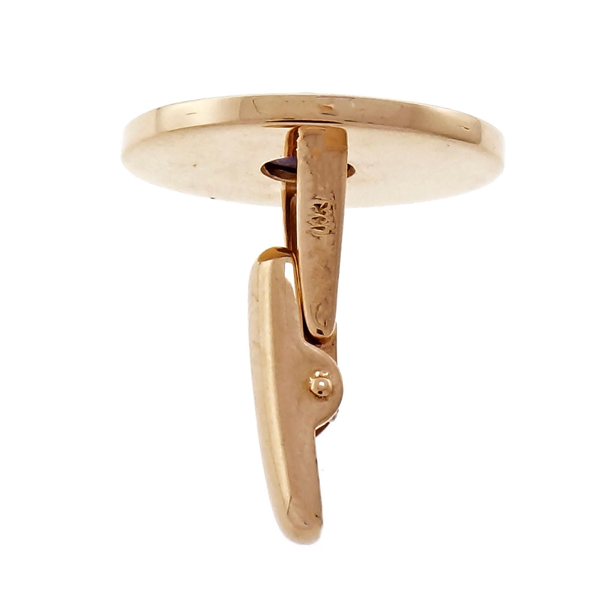 Boutons de manchette en or jaune avec saphir étoilé bleu de 3,25 carats Pour hommes en vente