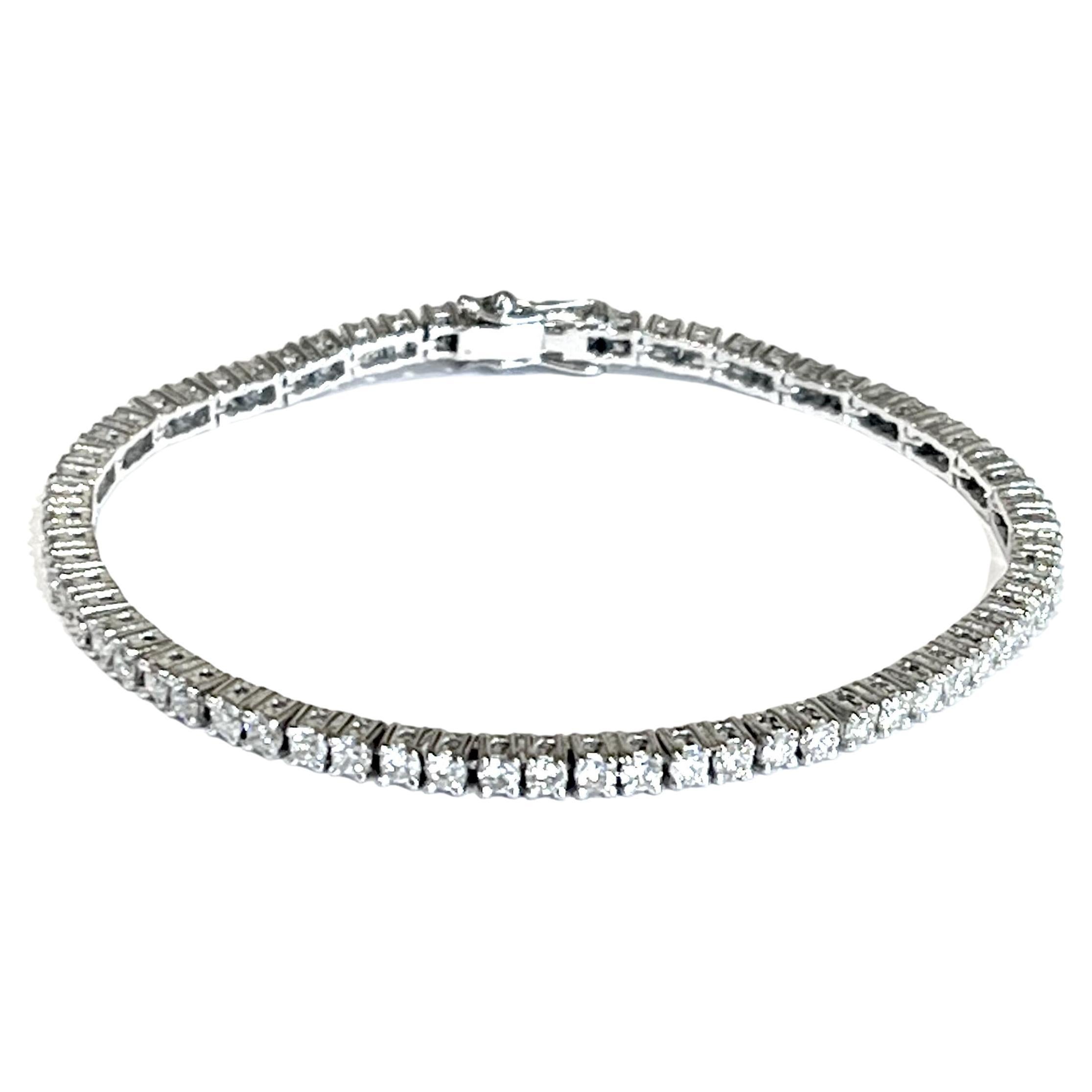 Bracelet tennis en or blanc 18 carats avec diamants naturels de 3,25 carats