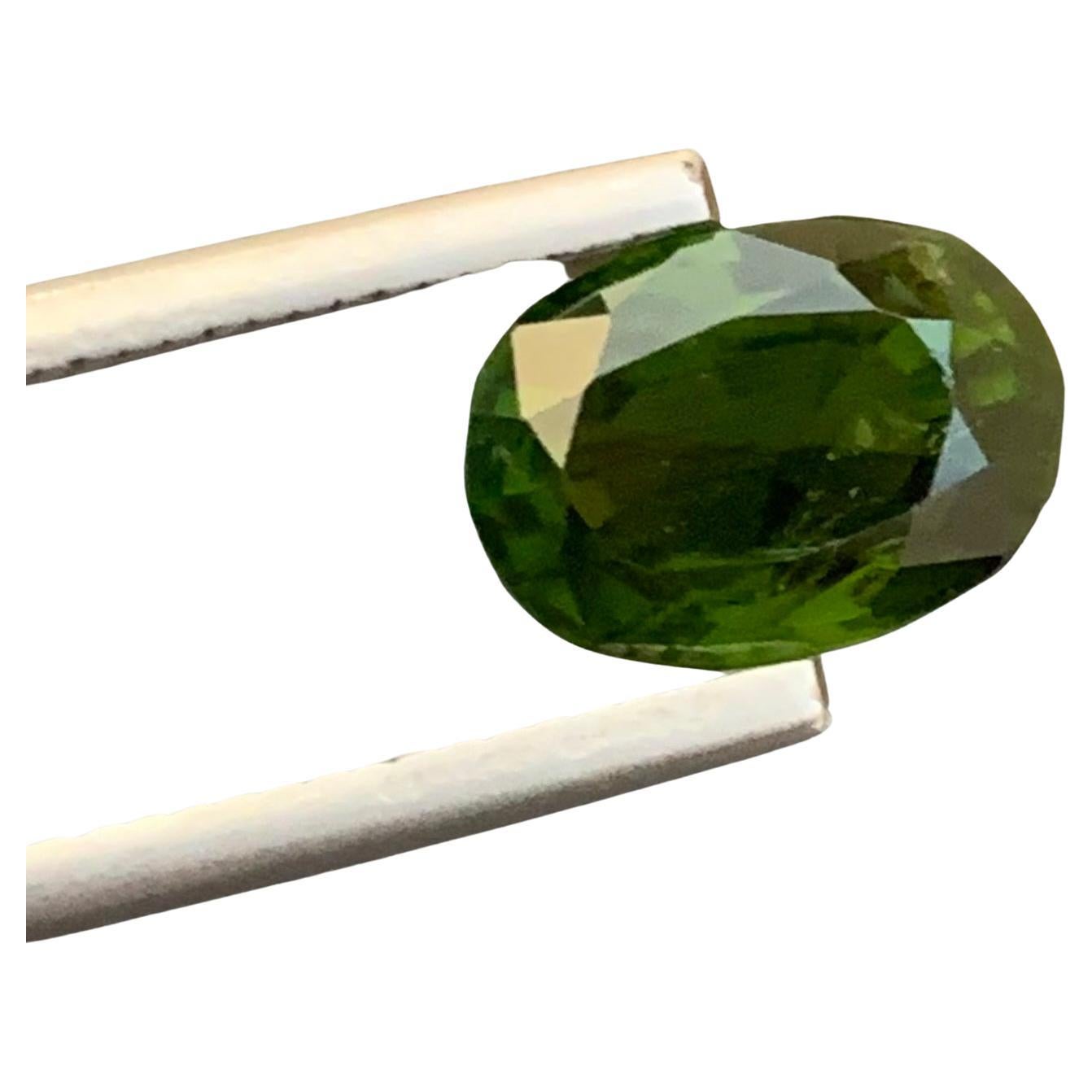 3.25 Carats Faceted Dark Green Tourmaline Oval Shape Ring Gemstone  For Sale