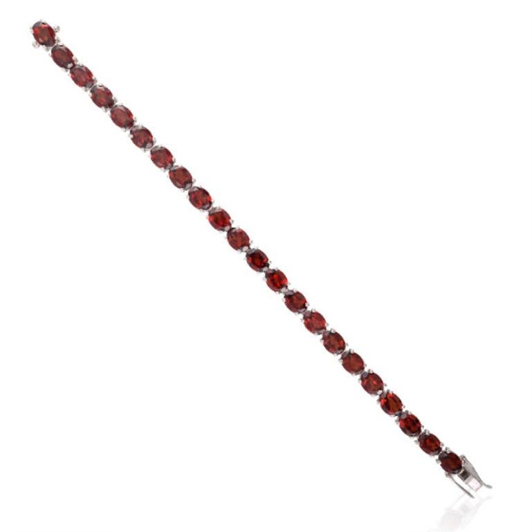 32.5 Carats Garnet Gemstone Silver Tennis Bracelet Luxury Jewelry Gift In New Condition For Sale In New York, NY