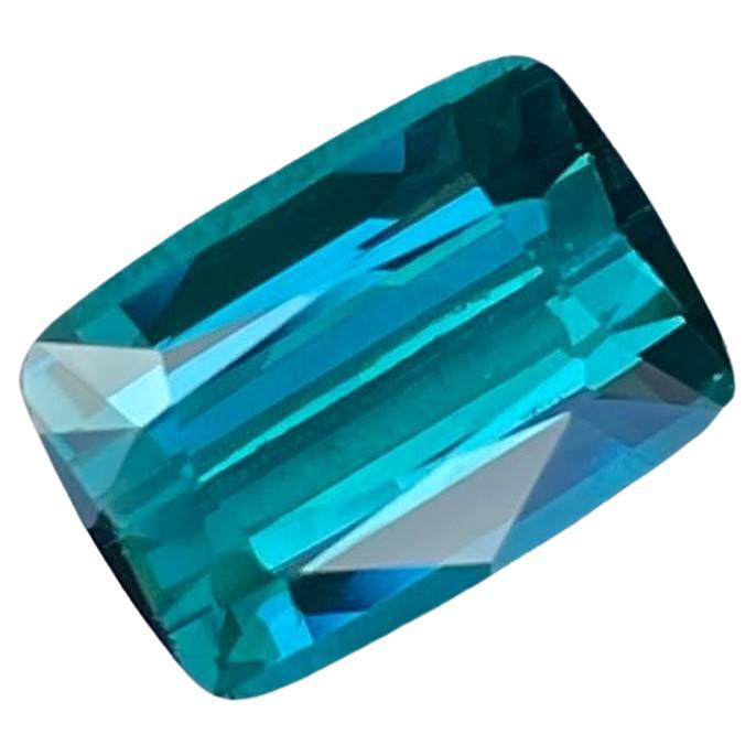 3.25 carats Lagoon Blue Loose Tourmaline Cushion Cut Natural Afghan Gemstone For Sale