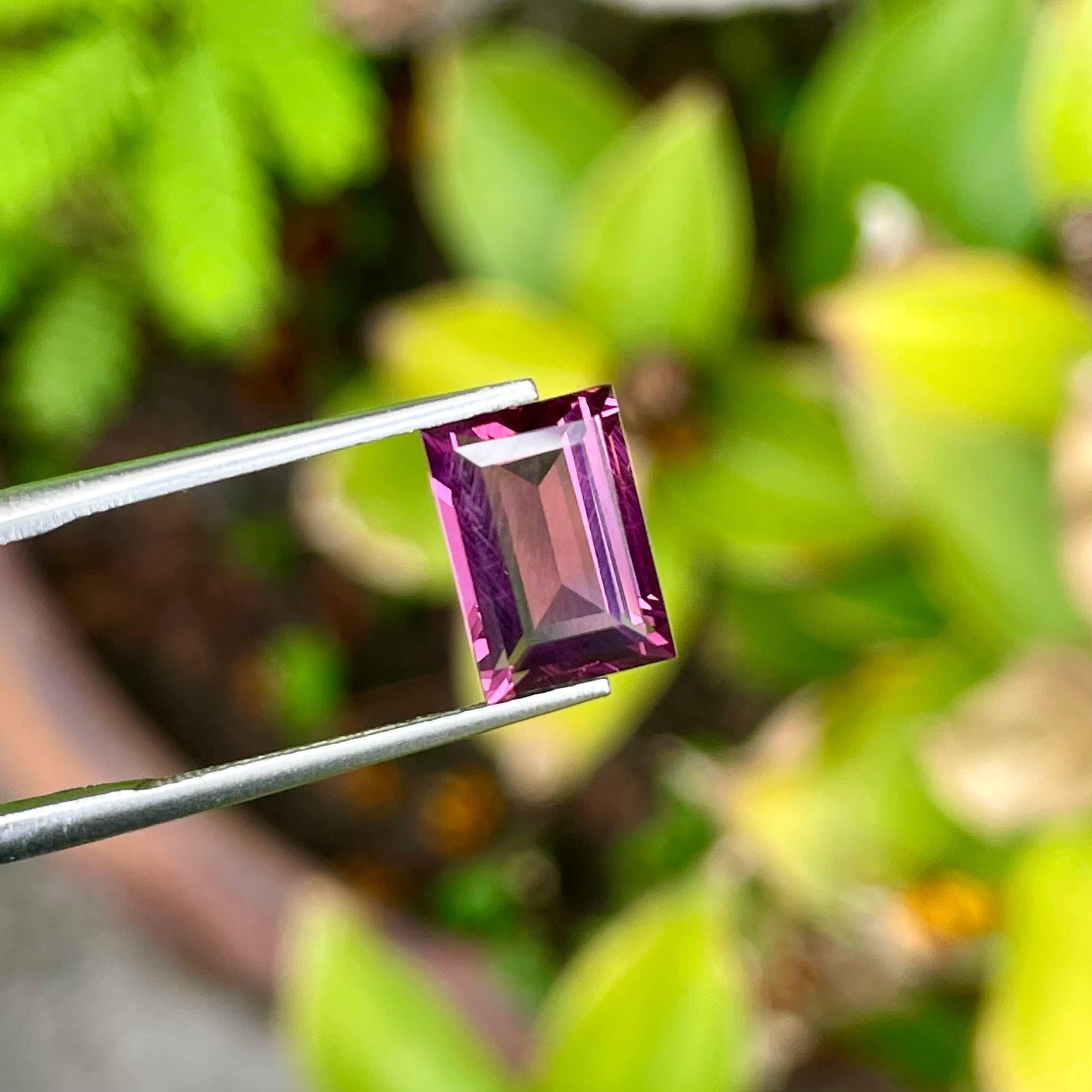 Weight 3.25 carats 
Dimensions 10.3x7.2x4.0 mm
Treatment none 
Clarity loupe clean 
Origin Burma 
Shape rectangular 
Cut baguette 



Indulge in the enchanting allure of the Purplish Pink Burmese Spinel, a dazzling gemstone that exudes