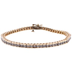 3.25 Carat Round Diamond In-Line Tennis Bracelet 14 Karat Yellow Gold