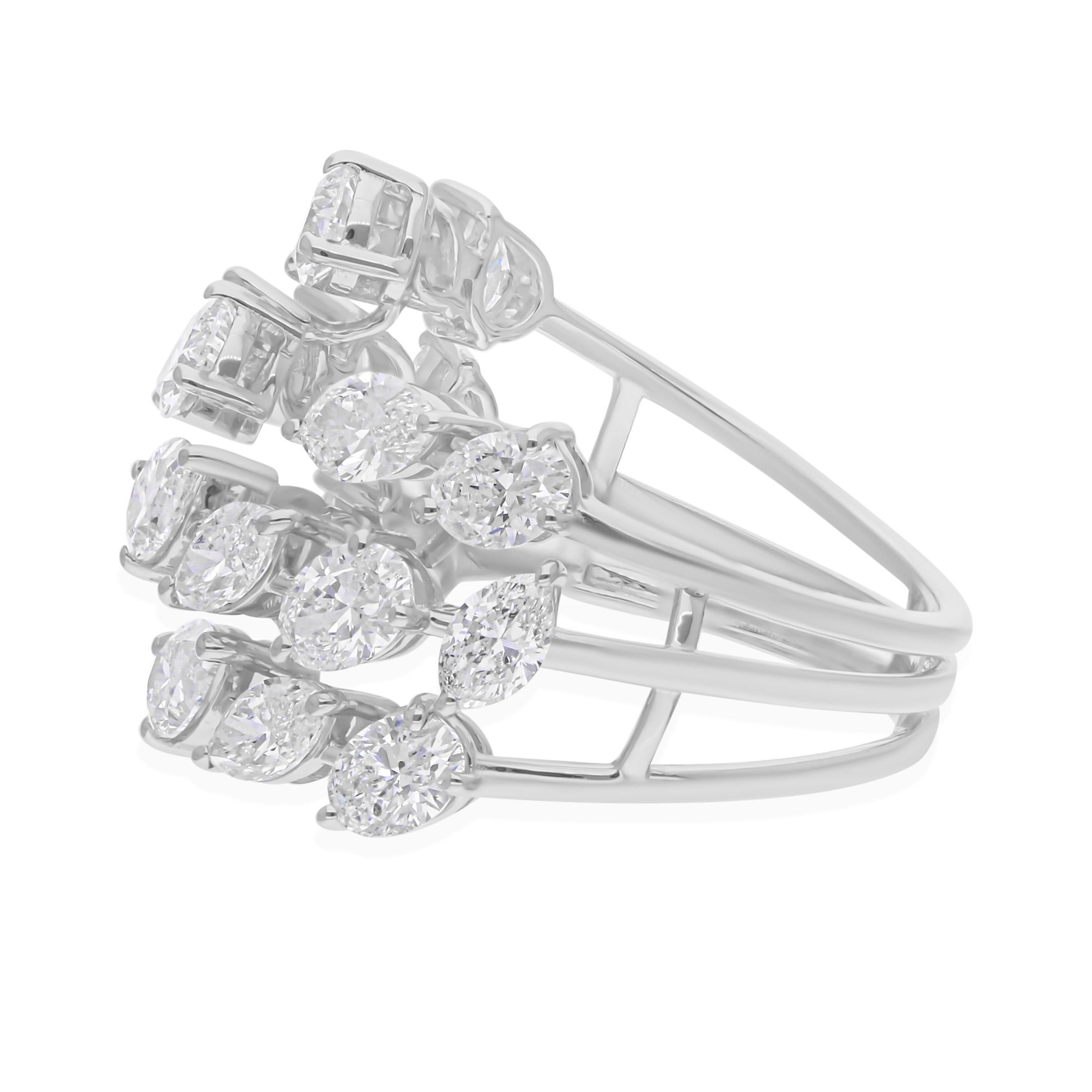 Im Angebot: 3.25 Ct Cluster Diamant Hochzeit Cocktail Ring SI/H 14k Weißgold Feiner Schmuck () 6