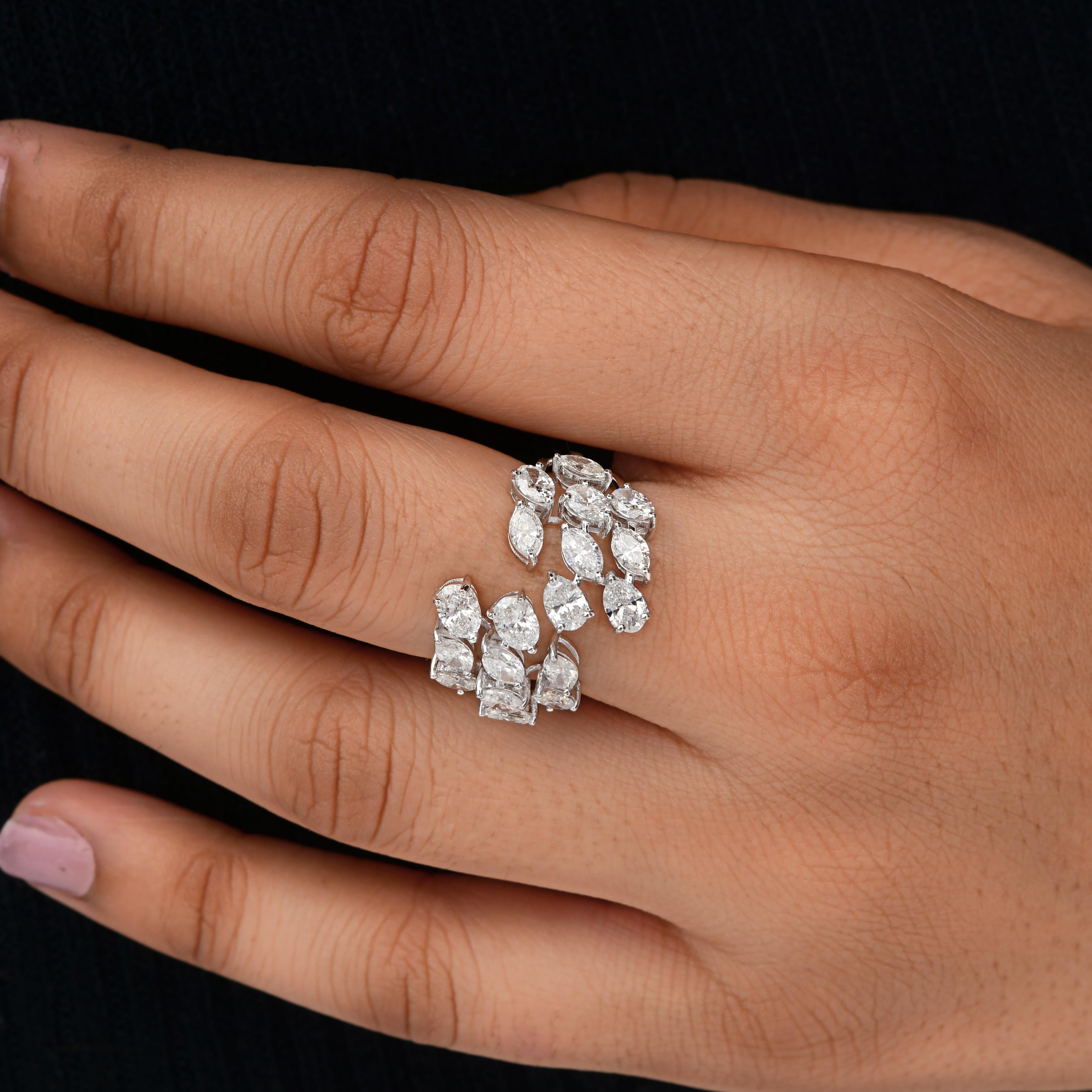 Im Angebot: 3.25 Ct Cluster Diamant Hochzeit Cocktail Ring SI/H 18k Weißgold Feiner Schmuck () 2