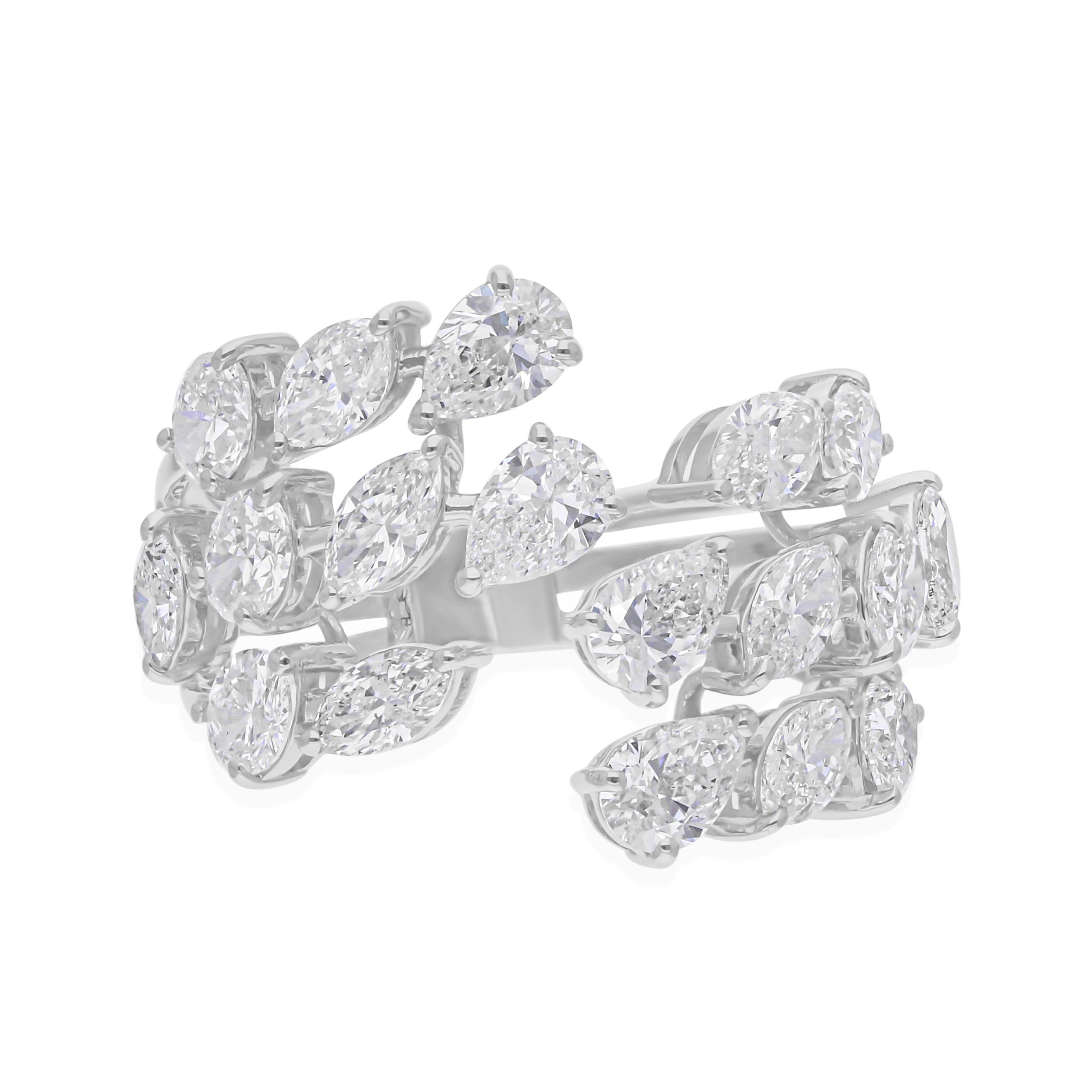 Im Angebot: 3.25 Ct Cluster Diamant Hochzeit Cocktail Ring SI/H 18k Weißgold Feiner Schmuck () 5