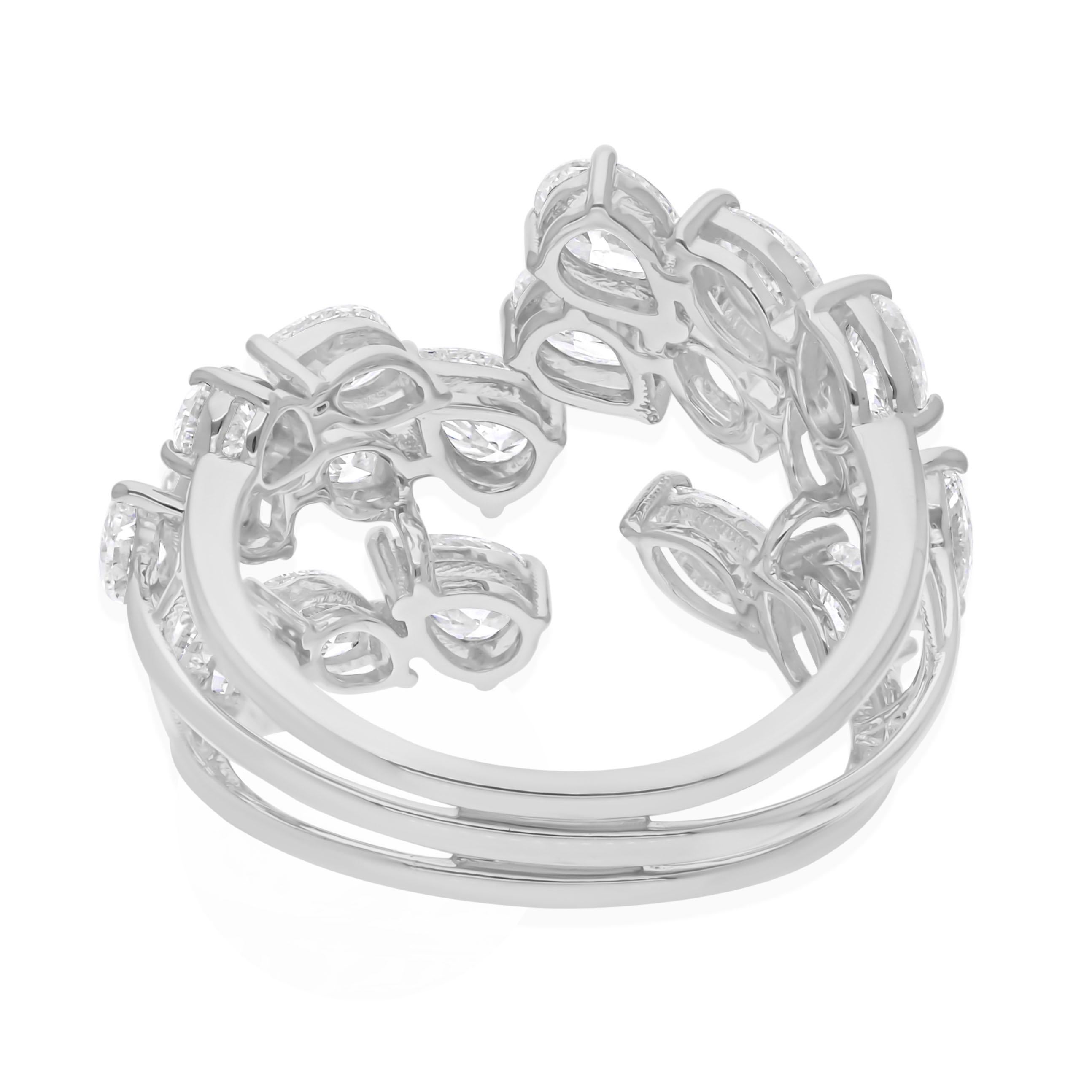 Im Angebot: 3.25 Ct Cluster Diamant Hochzeit Cocktail Ring SI/H 18k Weißgold Feiner Schmuck () 7