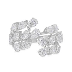 3.25 Ct Cluster Diamond Wedding Cocktail Ring SI/H 18k White Gold Fine Jewelry