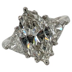 3.25 CT Marquise Trillion Diamond Three Stone Platinum Engagement Ring All GIA