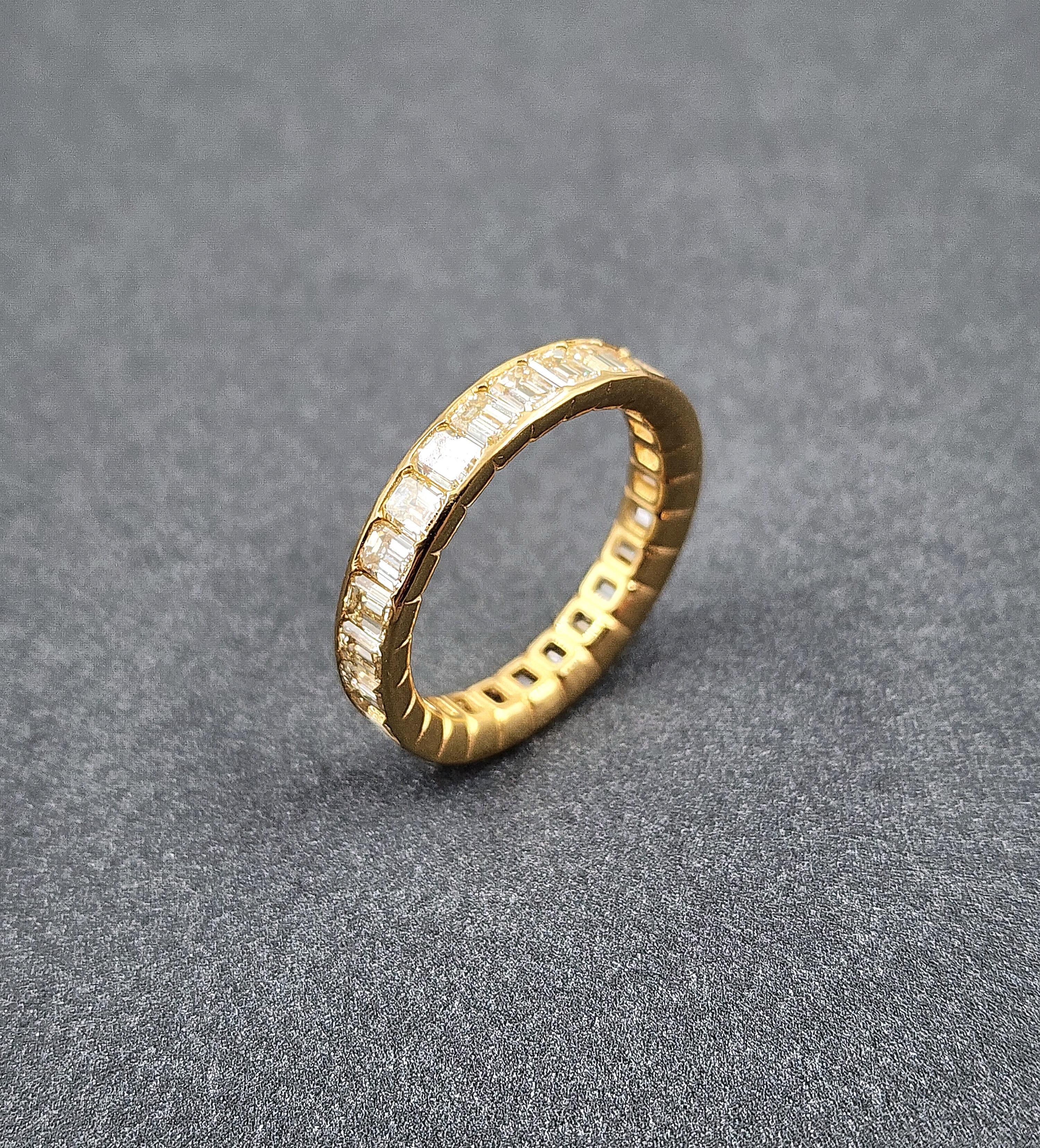 3.25 ct Natural Yellow Emerald Cut Diamond Eternity Ring For Sale 1