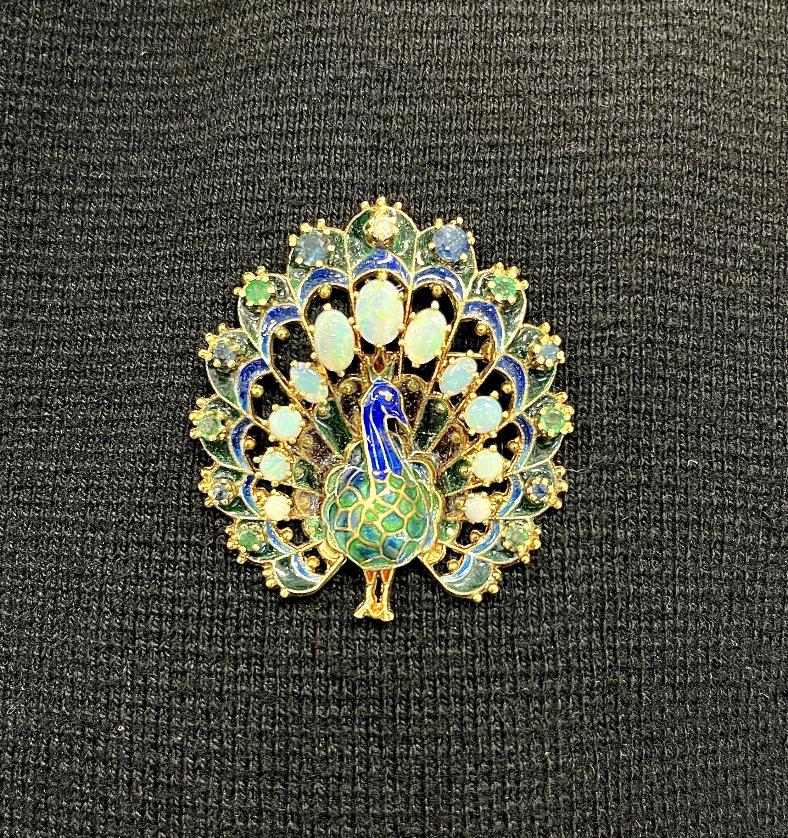Broche de pavo real de 3,25 ct Art Decó en venta