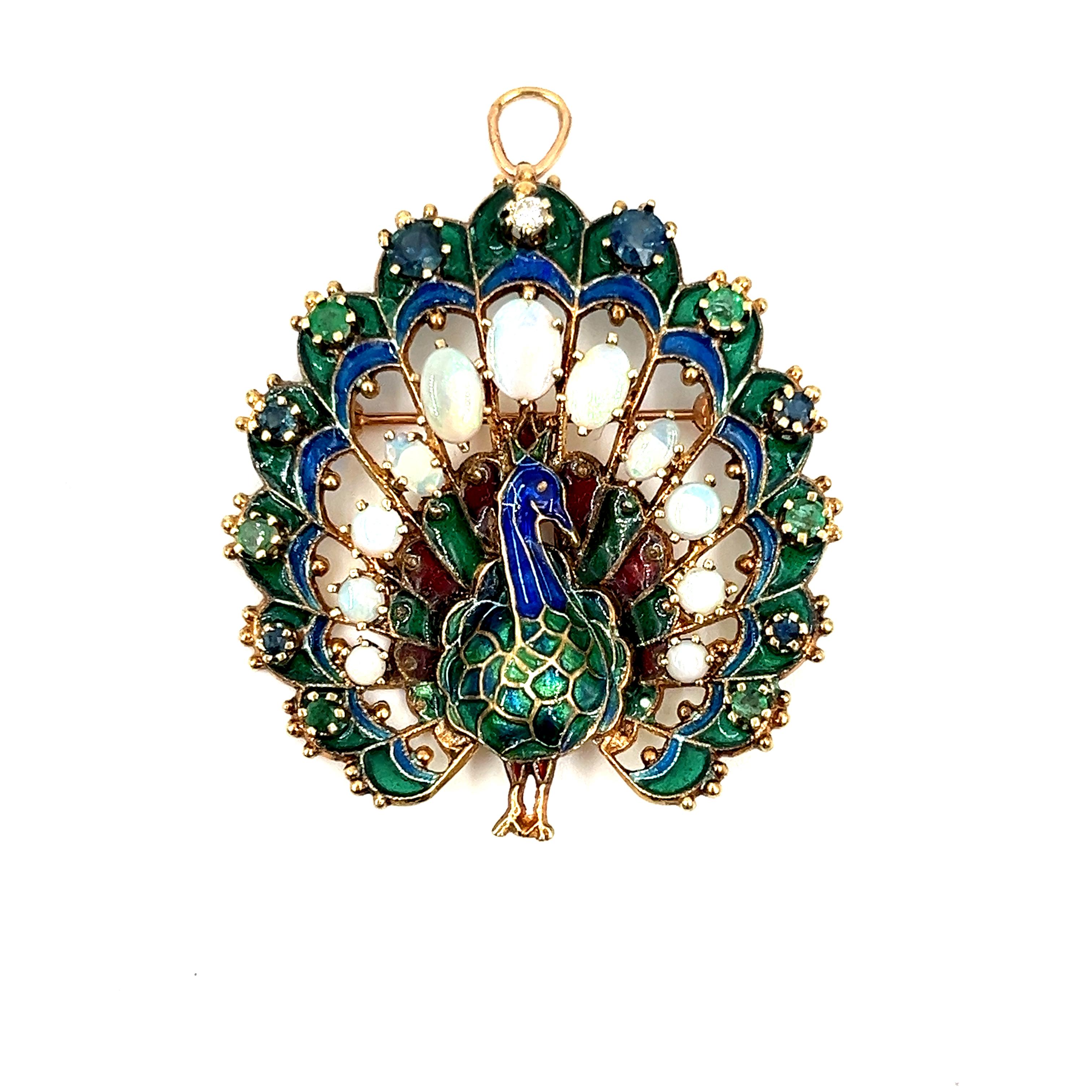 Broche de pavo real de 3,25 ct Corte mixto en venta