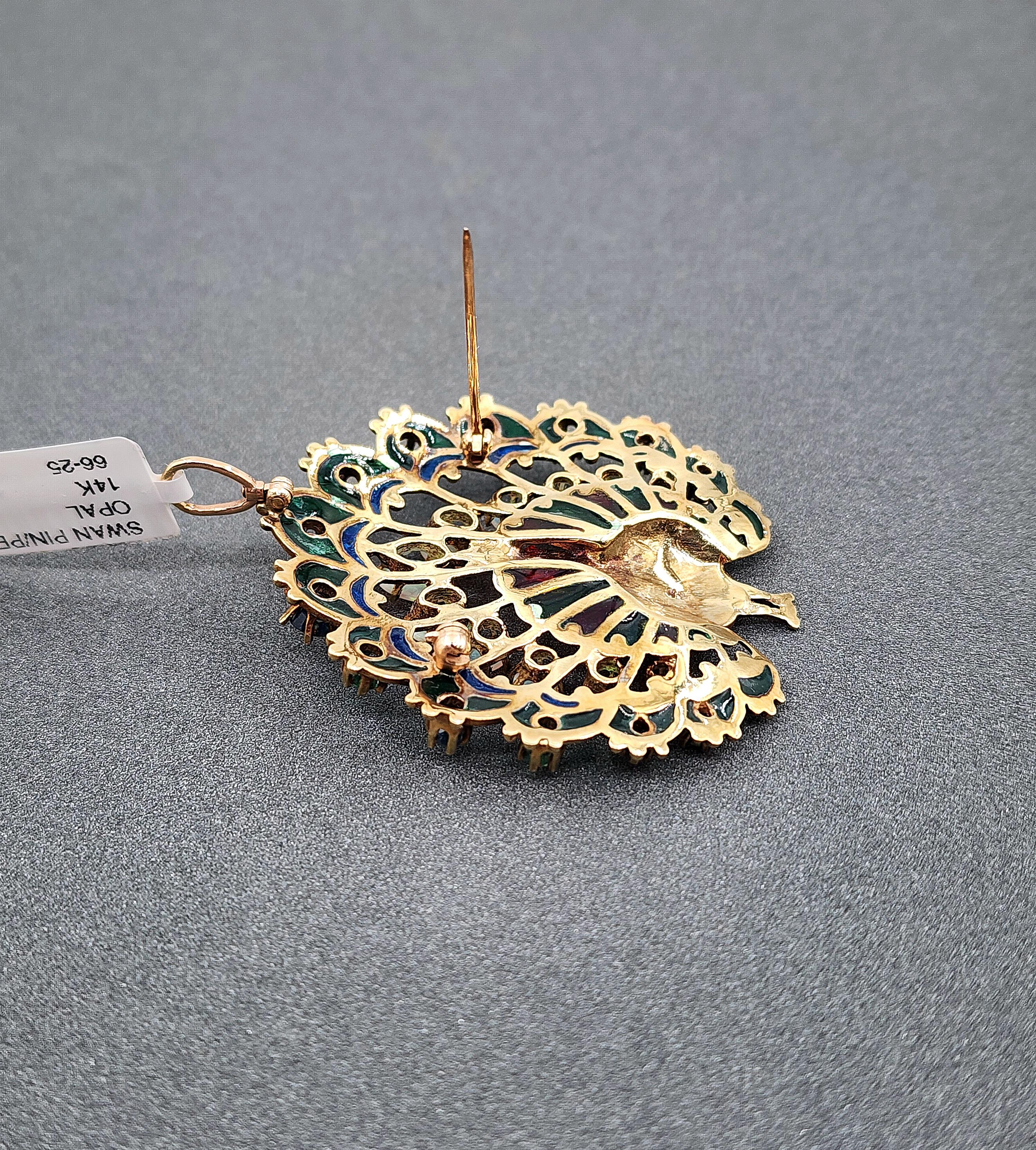 Broche de pavo real de 3,25 ct Corte mixto en venta