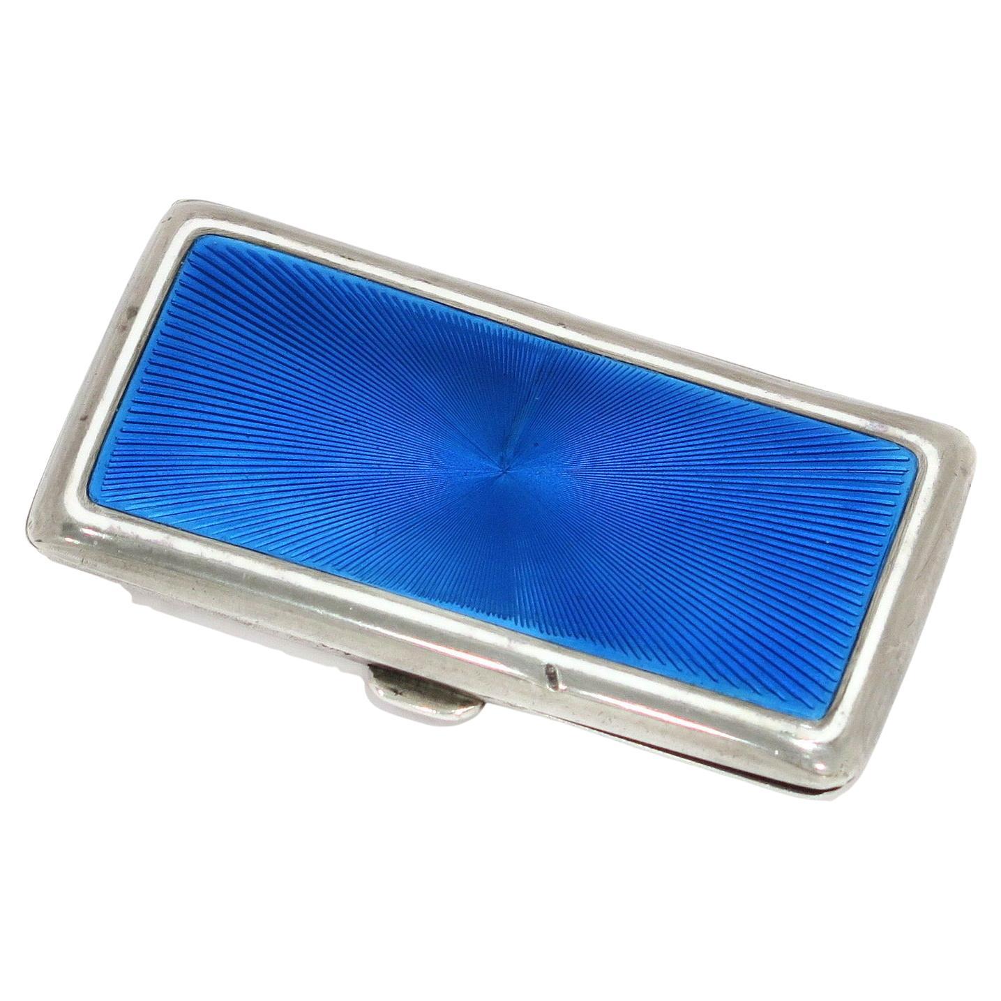 950 Silver Blue Enamel Antique French c. 1913 Cigarette Case