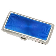 950 Silver Blue Enamel Antique French c. 1913 Cigarette Case