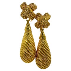 3.25 Inches Long, Modern, 18k Yellow Gold Italian Dangle Earrings