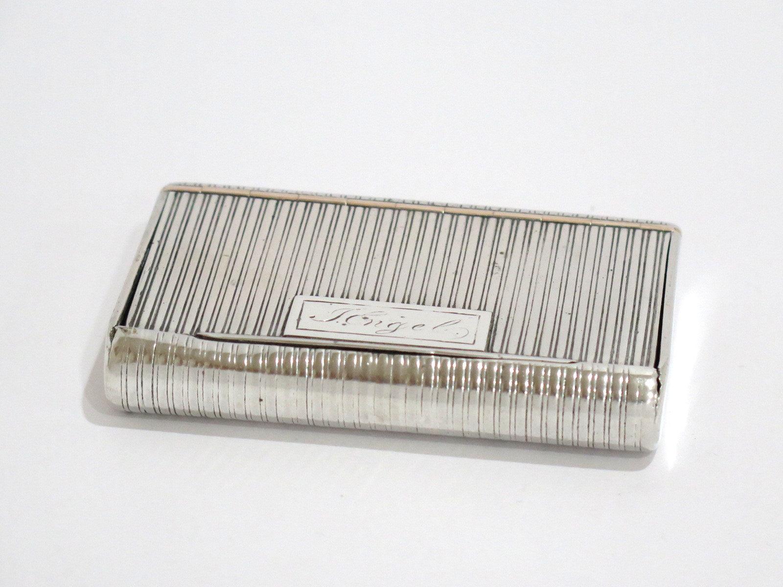Sterling Silver Gilded Interior Antique Austrian Stripe Pattern Snuff Box In Good Condition In Brooklyn, NY
