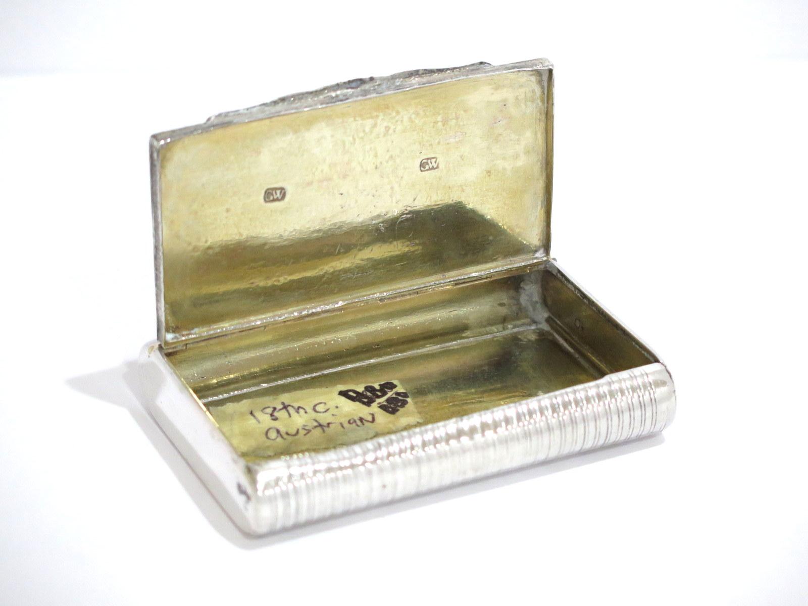 20th Century Sterling Silver Gilded Interior Antique Austrian Stripe Pattern Snuff Box