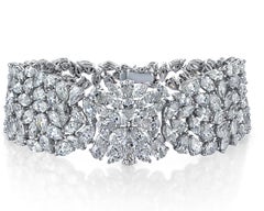 32.52 Carat Marquise and Pear Cut Diamonds Bracelet in 18K White Gold