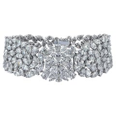 32.52 Carat Marquise and Pear Cut Diamonds Bracelet in 18K White Gold 